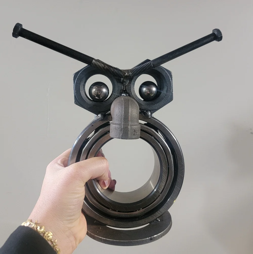 Industrial Metal Welded Owl Sculpture